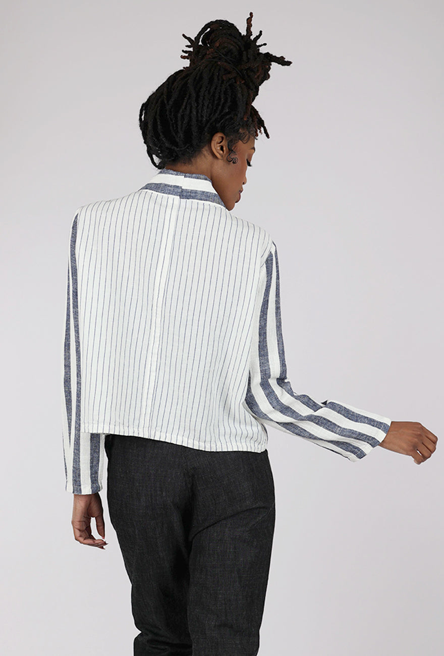 Umit Unal Stripe Linen Jacket, White/Blue