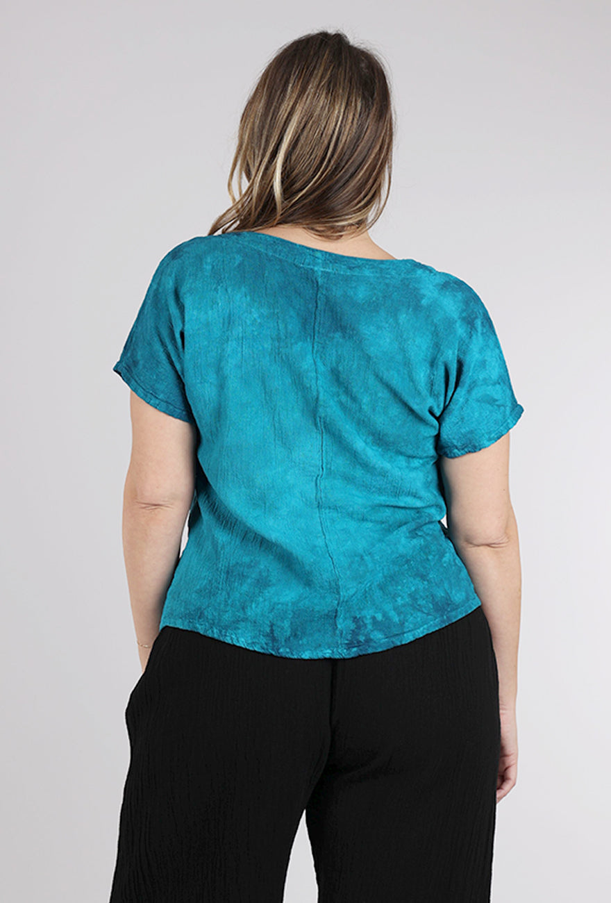 Oh My Gauze Mike Top, Washed Peacock