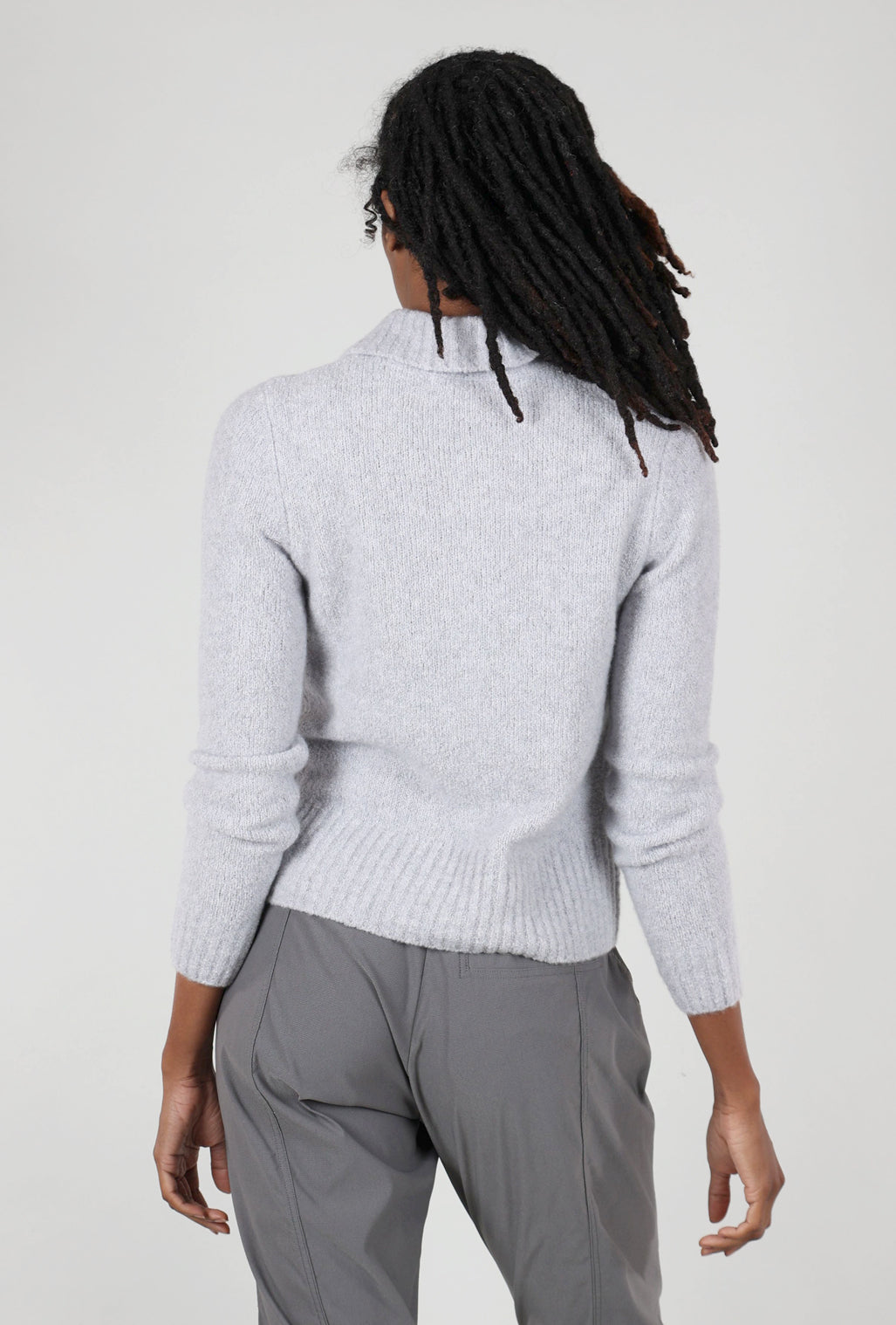 Kokun Cashmere Boucle Full-Zip Polo, Argento Gray