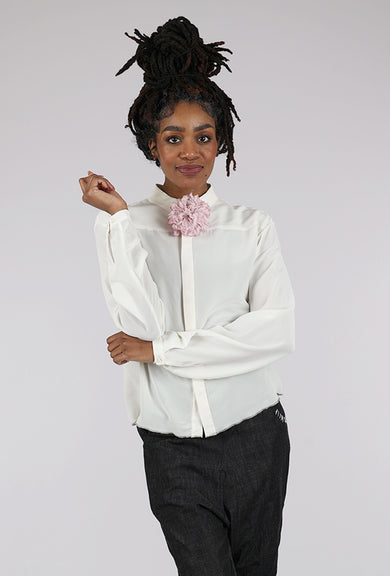 Umit Unal Contrast Accents Silk Blouse, Cream