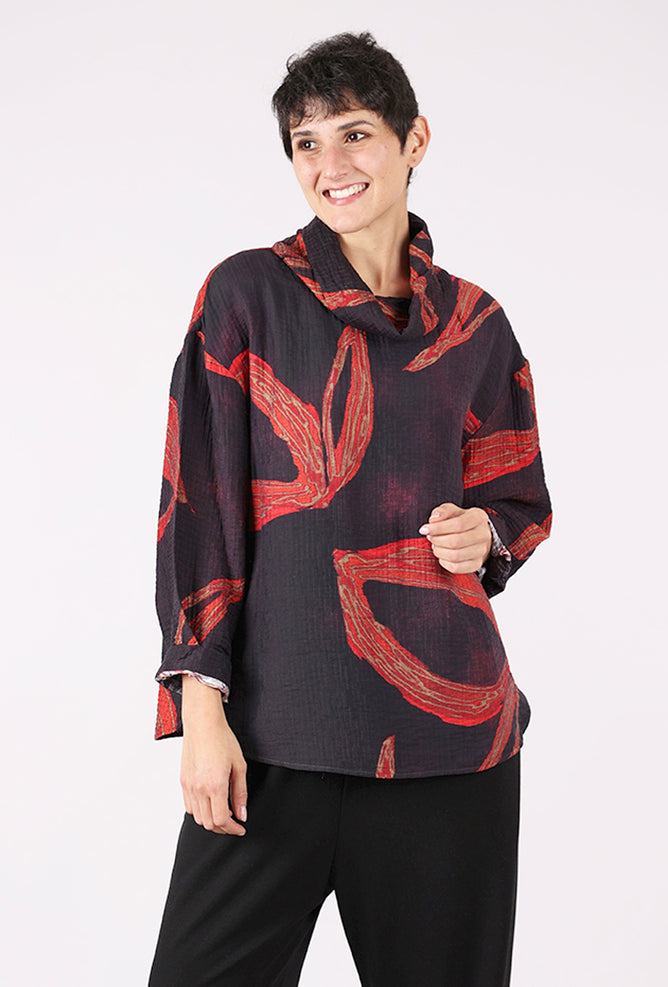 Noen Rococo Cowl Blouse, Amethyst/Orange