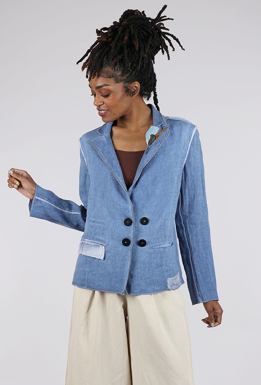 Umit Unal Lonnie Linen Jacket, Blue