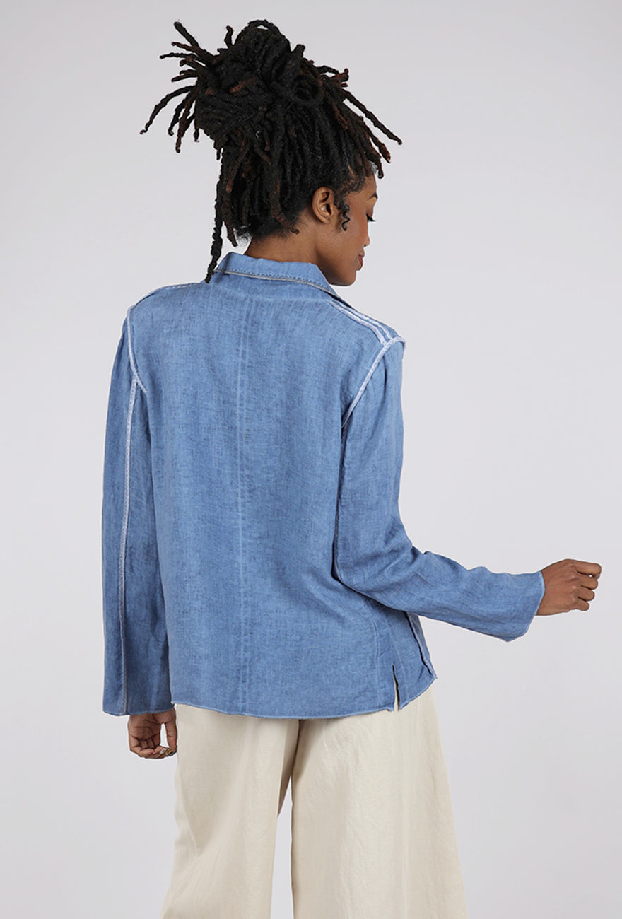 Umit Unal Lonnie Linen Jacket, Blue
