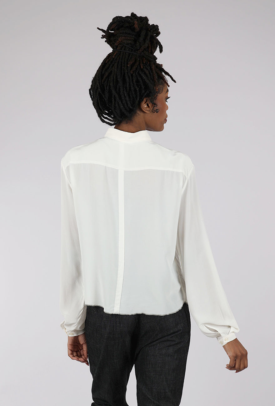 Umit Unal Contrast Accents Silk Blouse, Cream