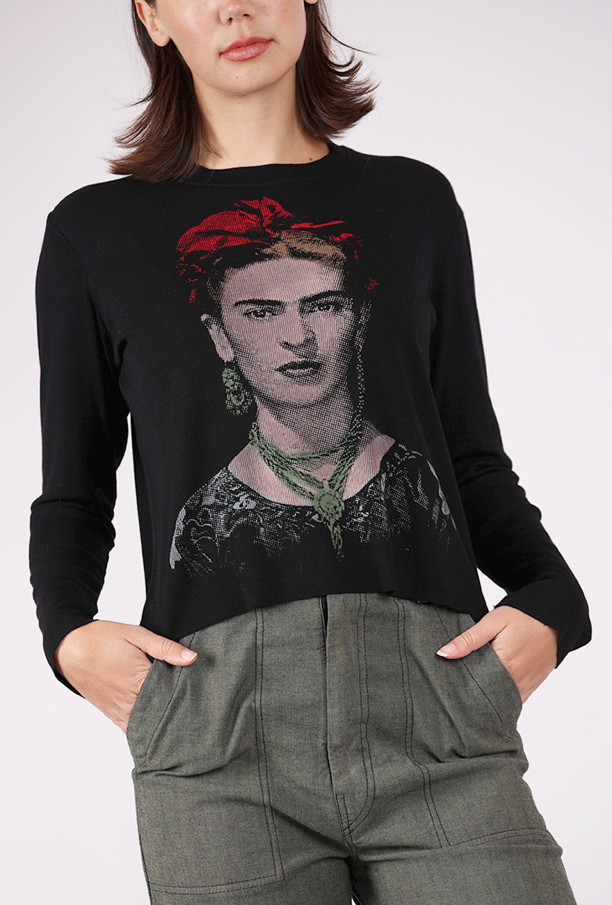 Heyne Bogut Micro Rib Crop Tee, Frida/Black