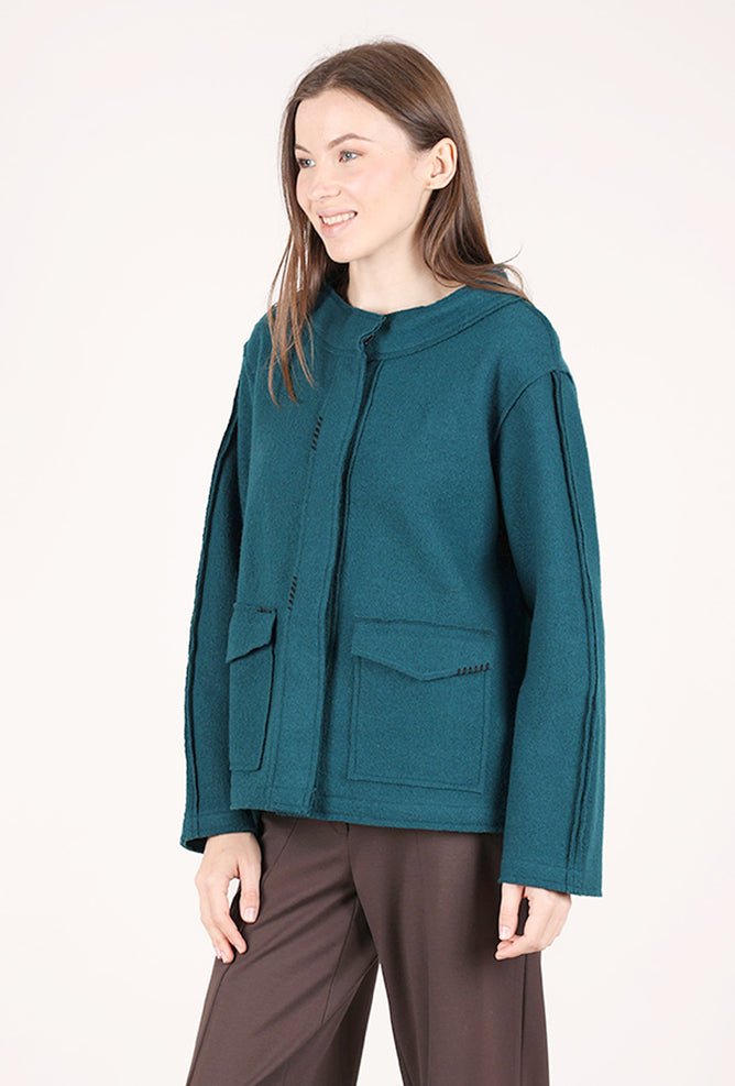Olivia by Habitat Boiled Wool Snappy Jacket, Marine