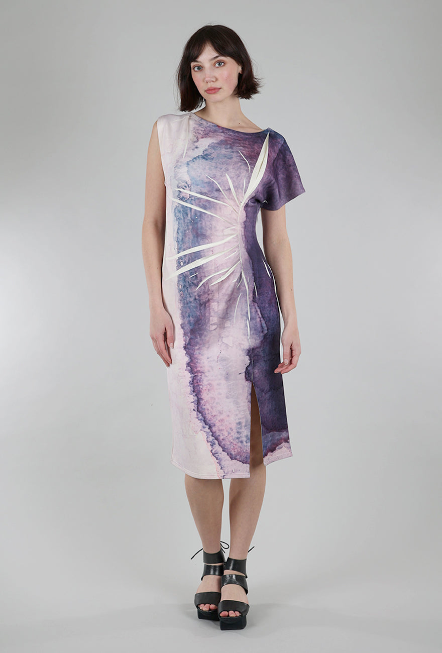 Cotelac Abstract Scuba Dress, Mauve