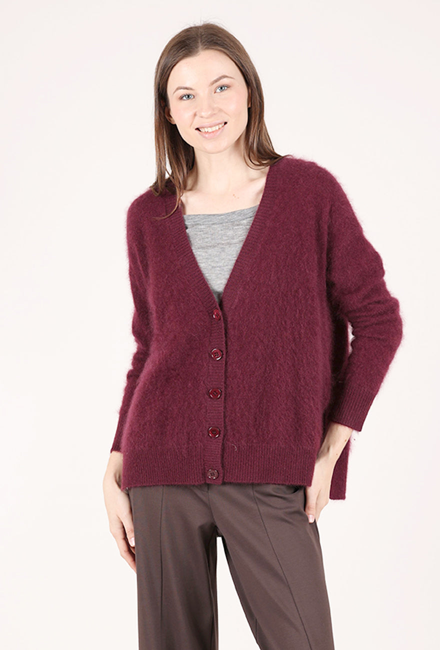 Estheme Cashmere Brushed Cashmere Grandpa Cardie, Soja