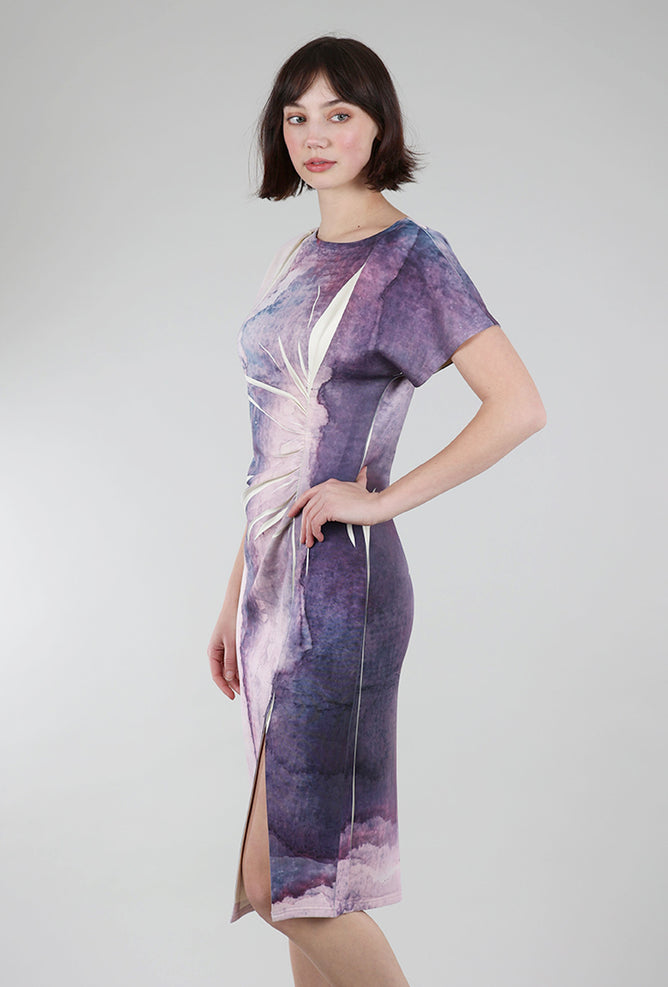 Cotelac Abstract Scuba Dress, Mauve