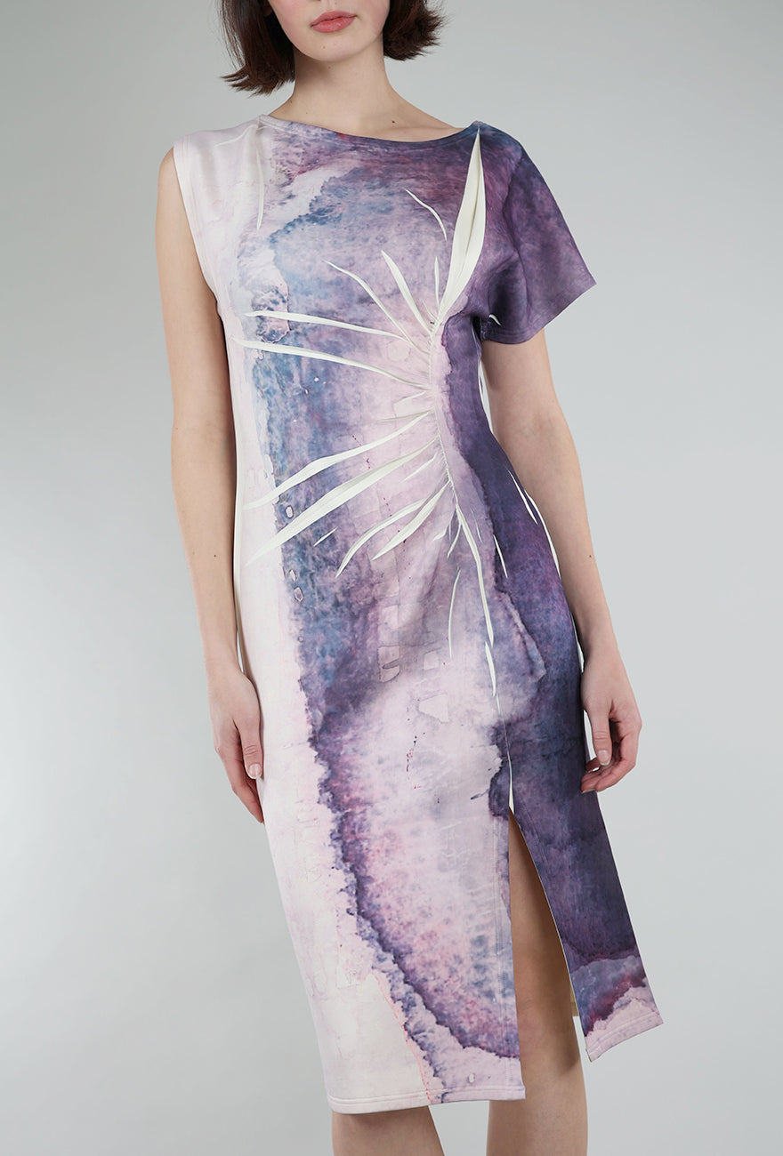 Cotelac Abstract Scuba Dress, Mauve