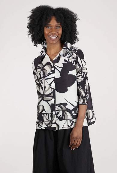 Vanite Couture Abstract Floral Bounce Blouse, Black/White