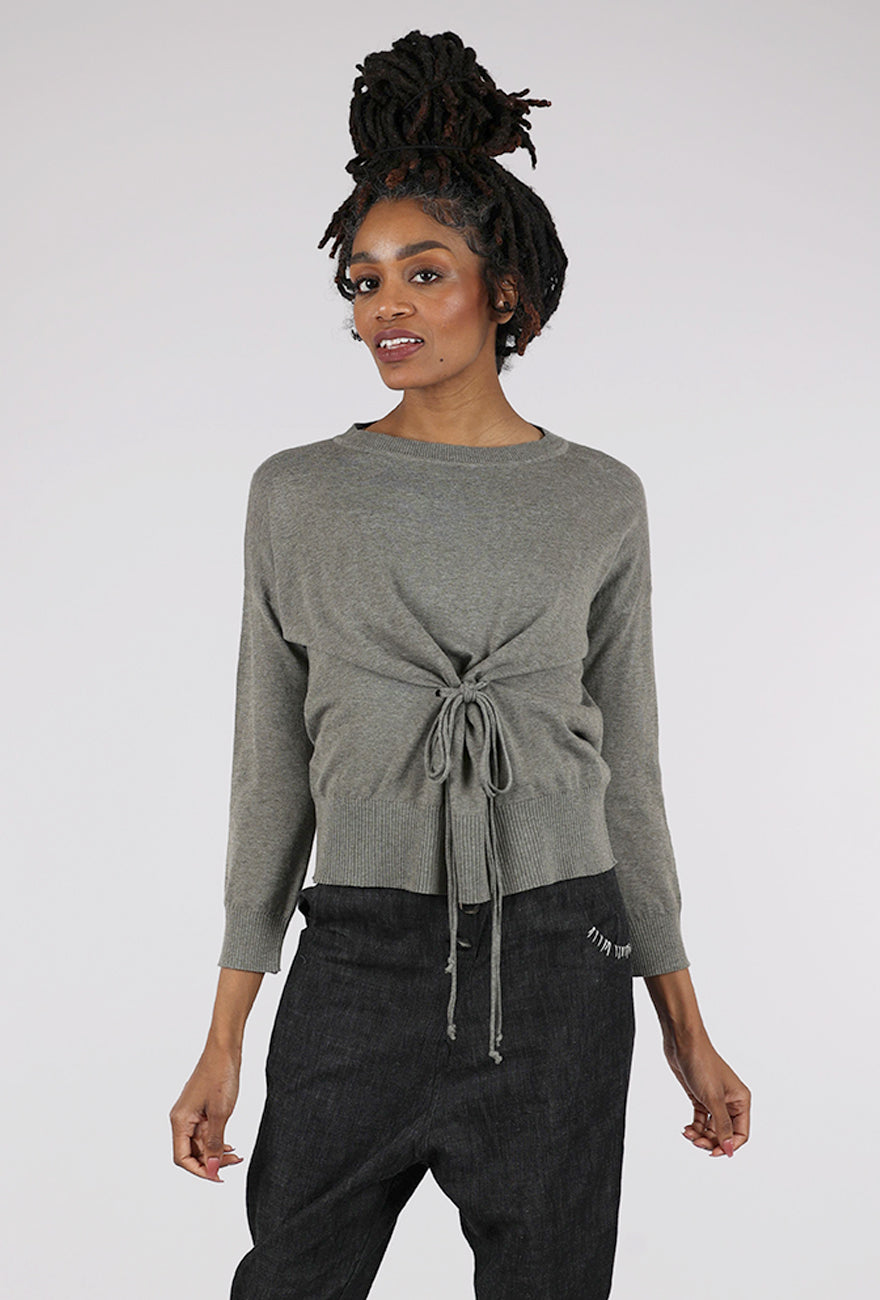 Purple Maroon Tie Front Sweater, Taupe