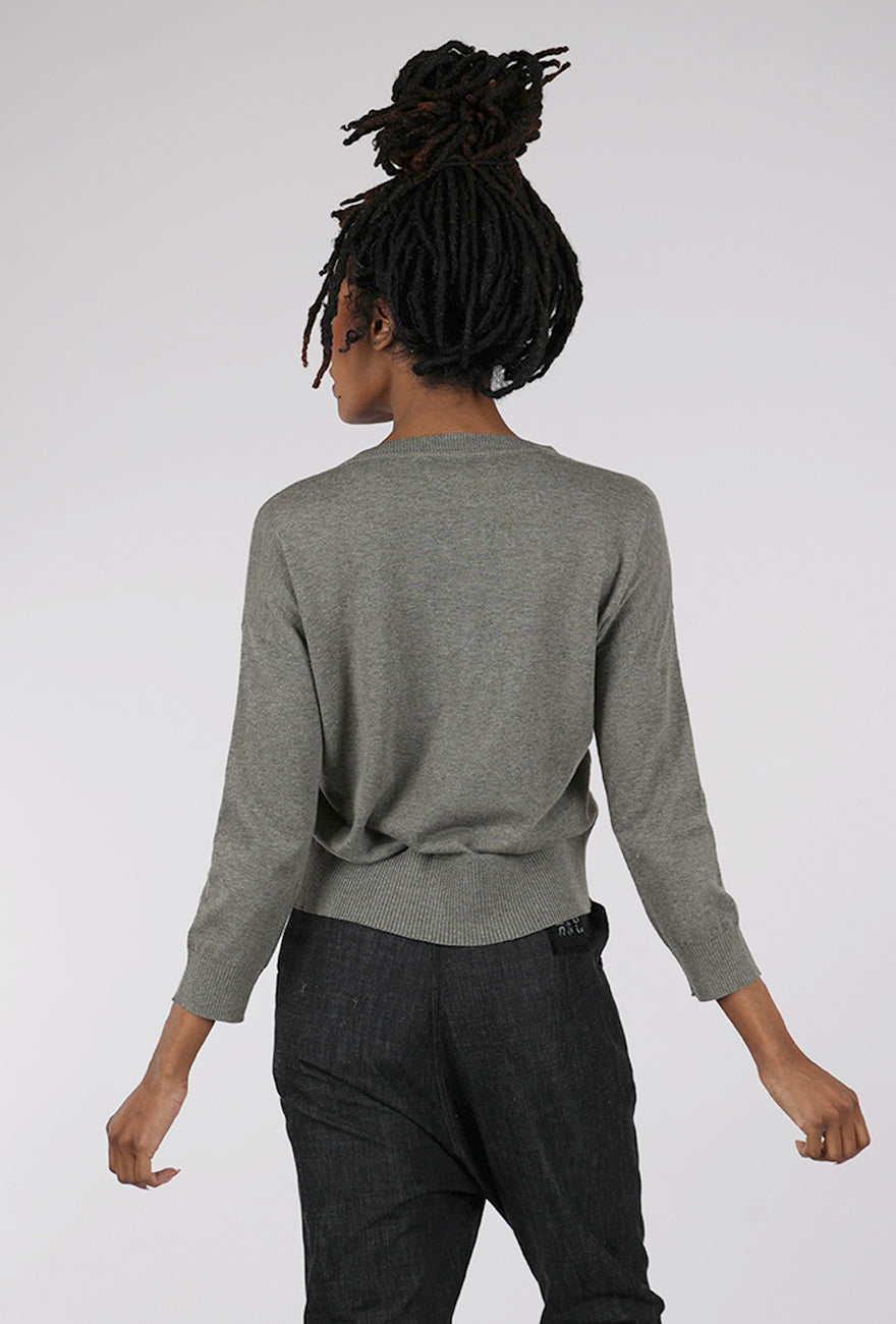 Purple Maroon Tie Front Sweater, Taupe