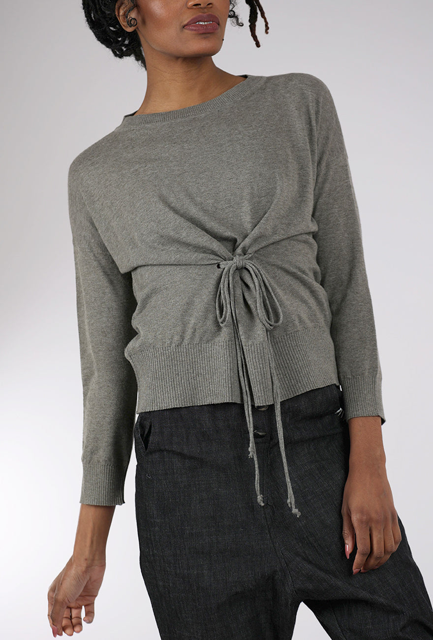 Purple Maroon Tie Front Sweater, Taupe