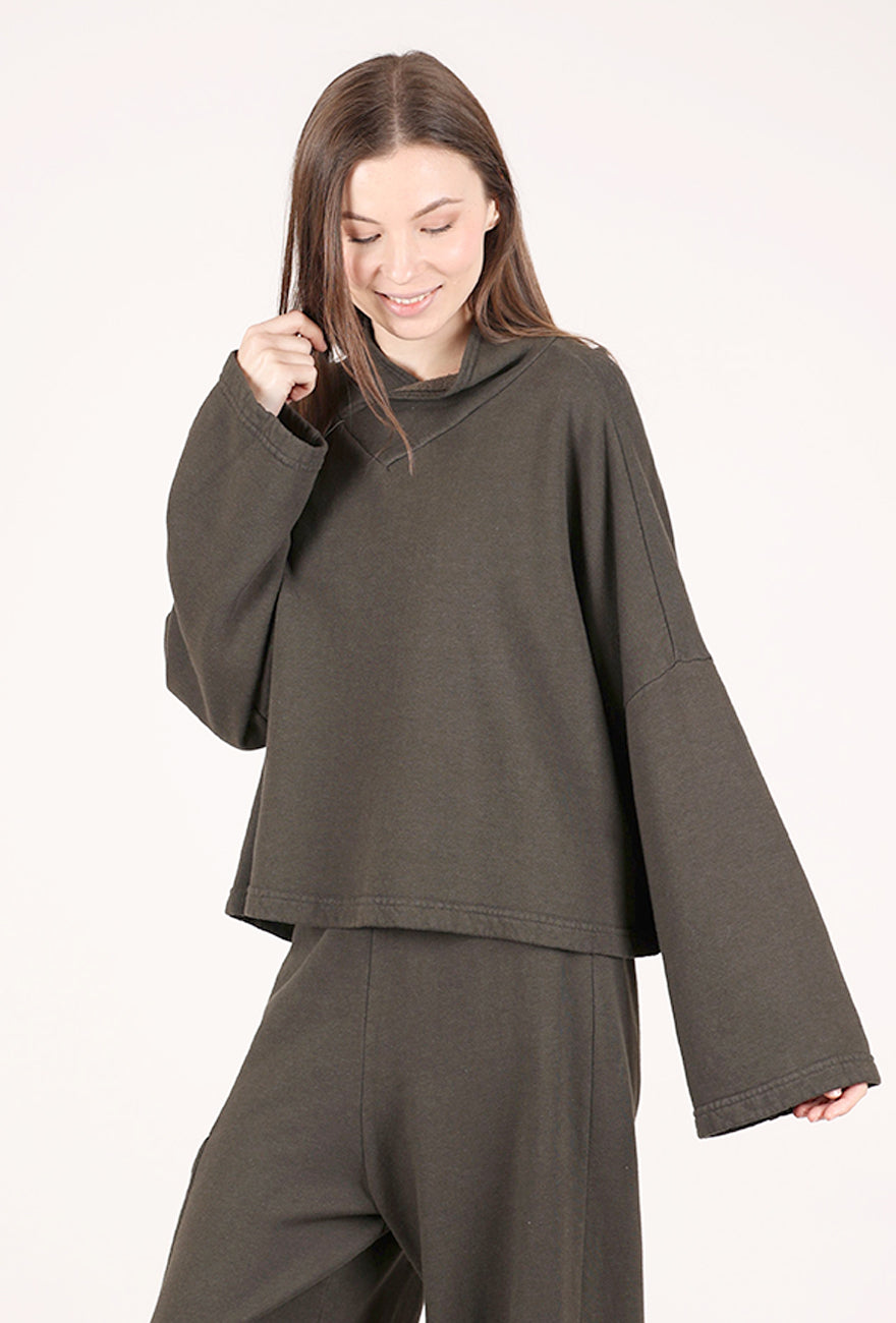 Bryn Walker Crop Easy Vee Sweatshirt, Kelp