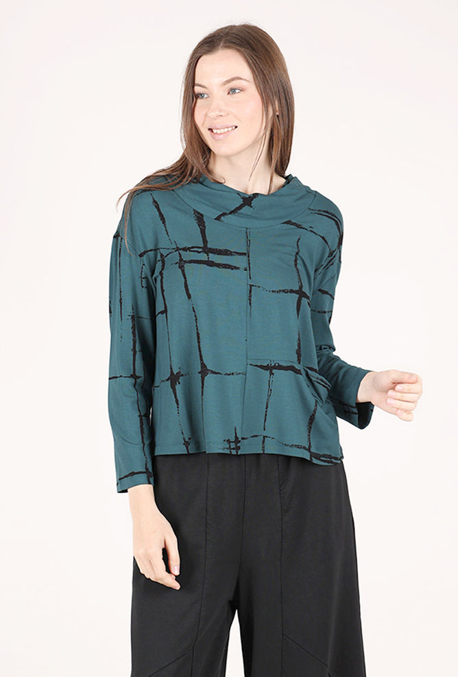 Olivia by Habitat Arthouse Grid Effortless Pullover, Marine