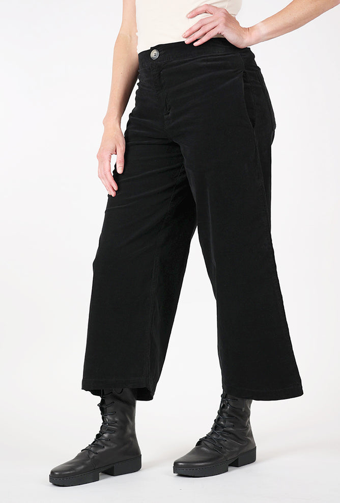 Cut Loose Straight Crop Cord Trouser, Black
