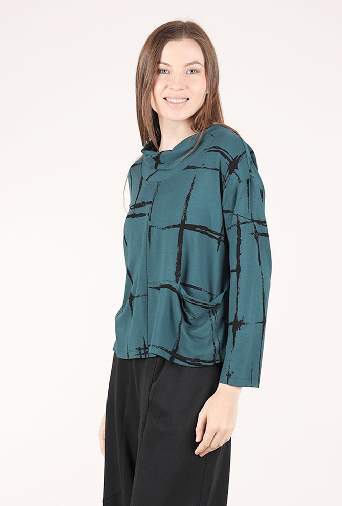 Olivia by Habitat Arthouse Grid Effortless Pullover, Marine