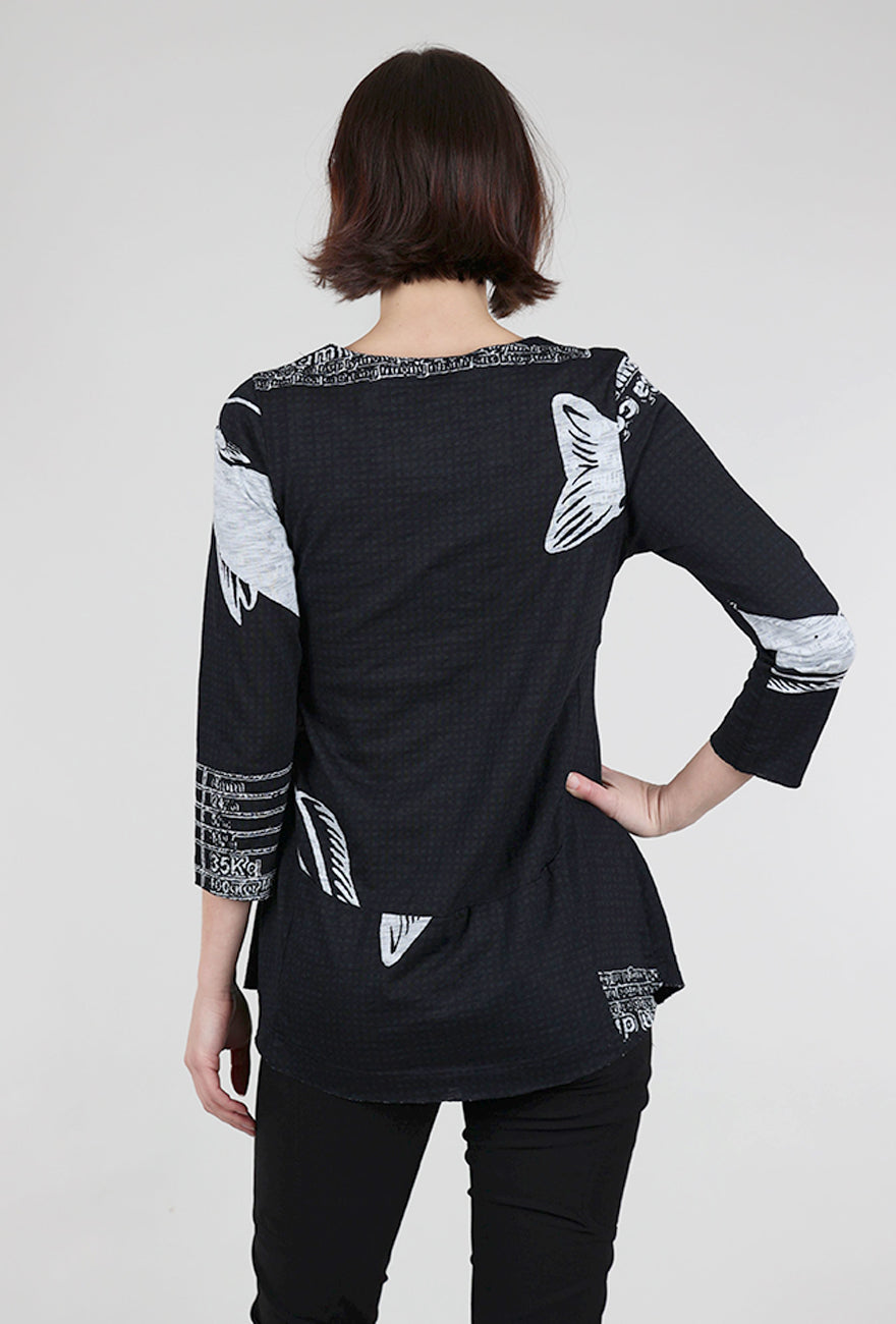 Rundholz Slub Jersey 3/4 Shapely Tee, Black