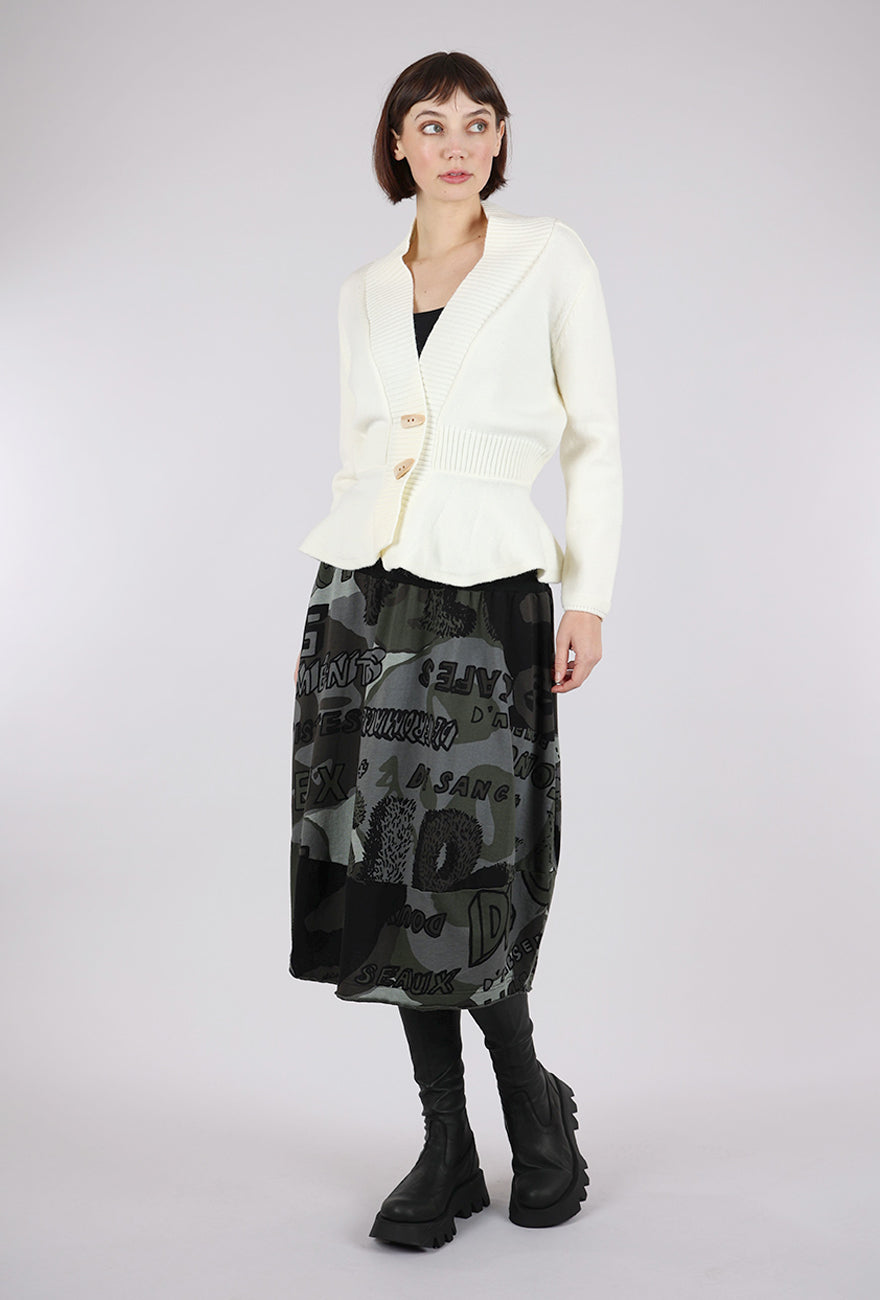 UZ Apparel Scallop Hem Lady Cardie, Cream