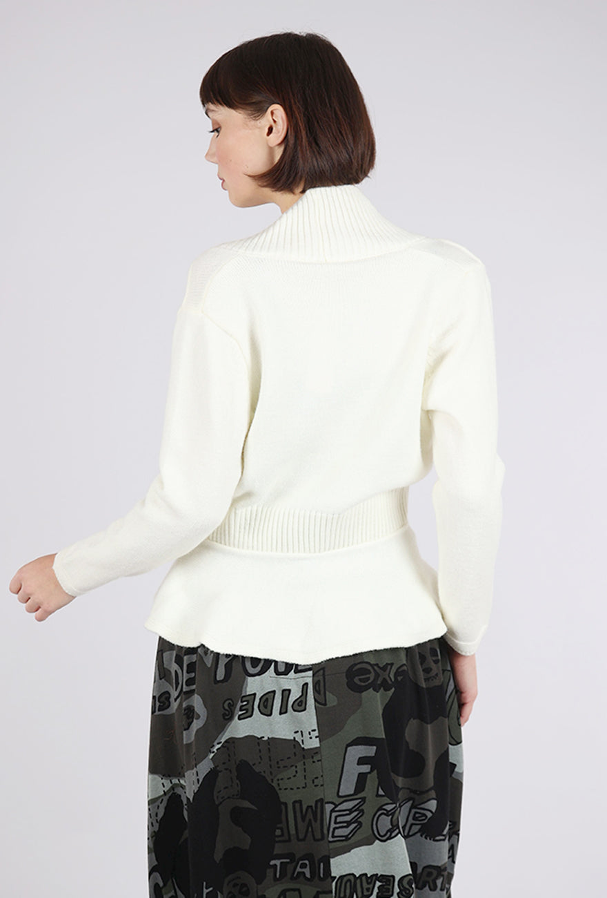 UZ Apparel Scallop Hem Lady Cardie, Cream