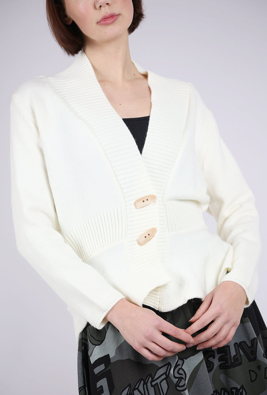 UZ Apparel Scallop Hem Lady Cardie, Cream