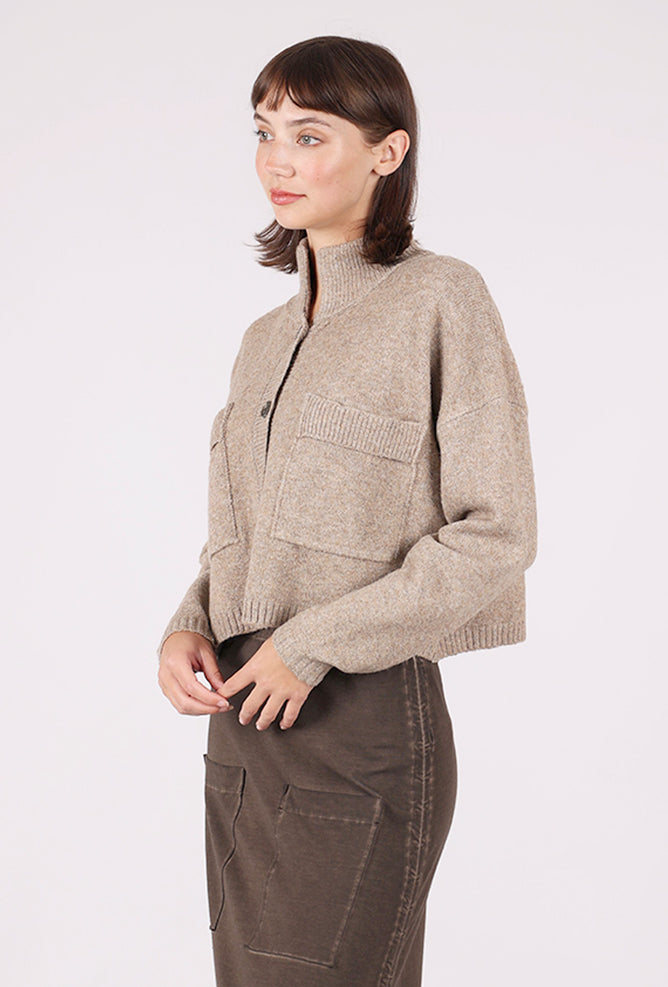 Grade & Gather High Collar Cardie, Natural