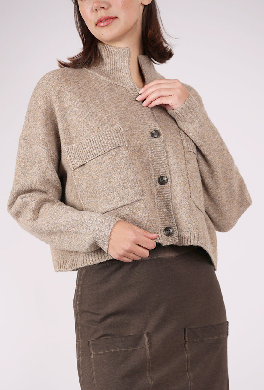 Grade & Gather High Collar Cardie, Natural