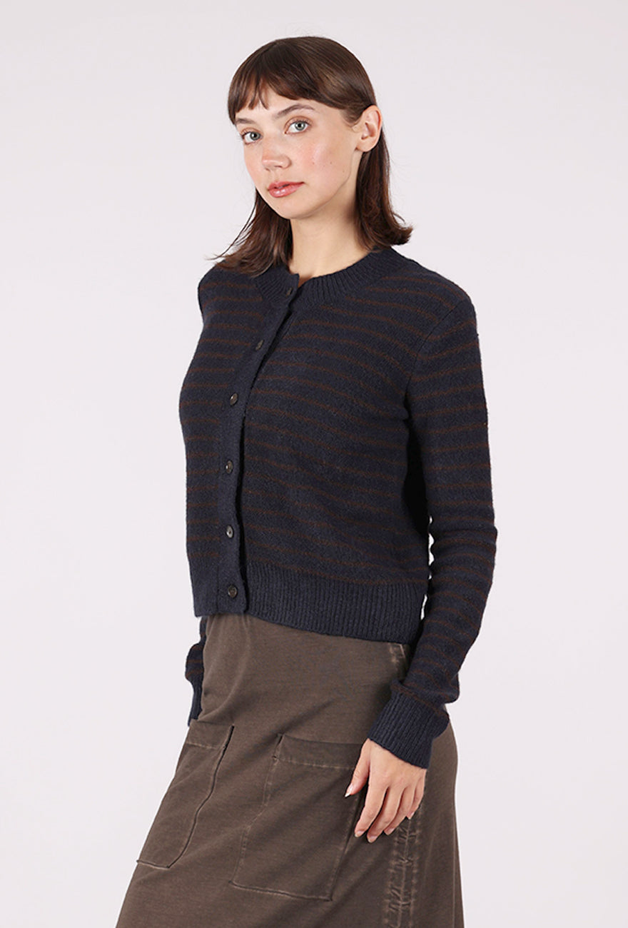 Grade & Gather Striped Button Cardie, Midnight