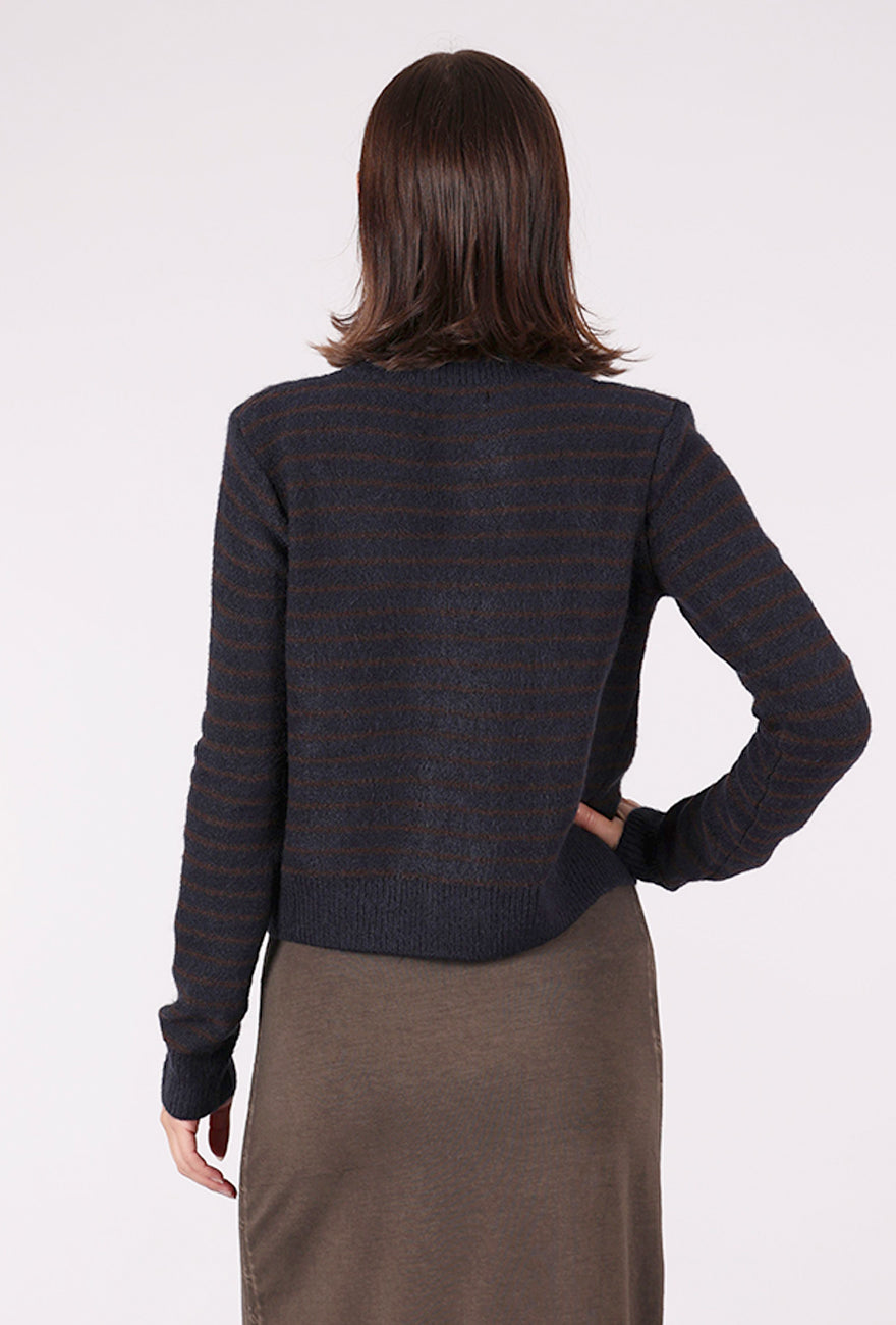 Grade & Gather Striped Button Cardie, Midnight