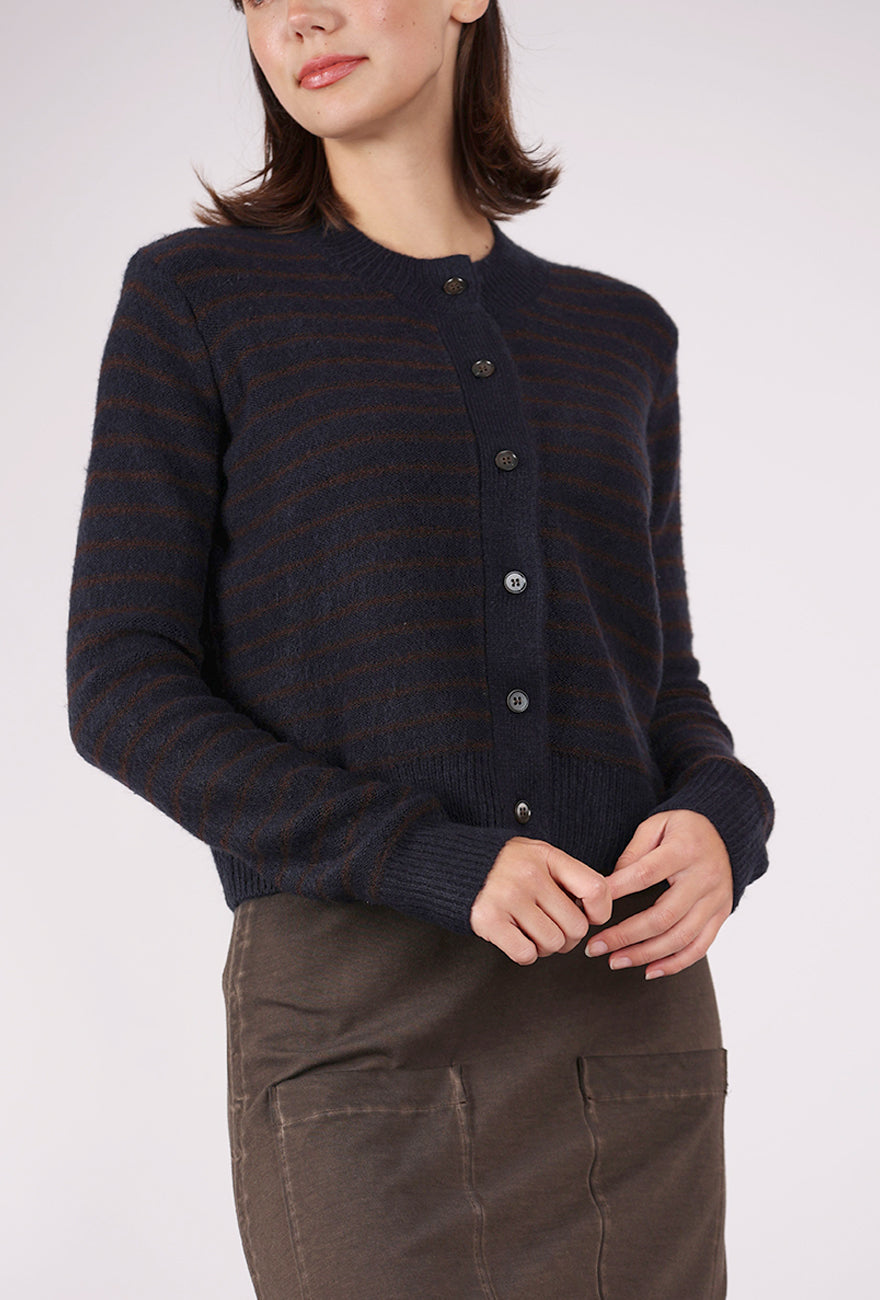 Grade & Gather Striped Button Cardie, Midnight