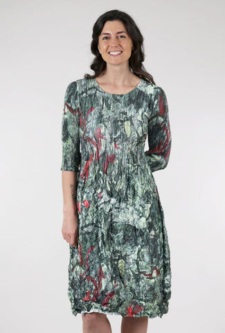 Alquema 3/4-Sleeve Smash Pocket Dress, Forest Delta 