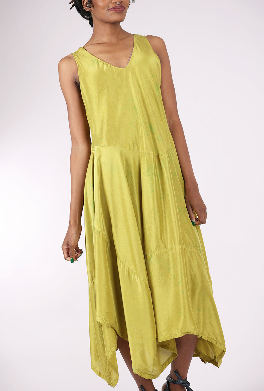 Artists & Revolutionaries Washable Silk Messy Dye Dress, Lichen