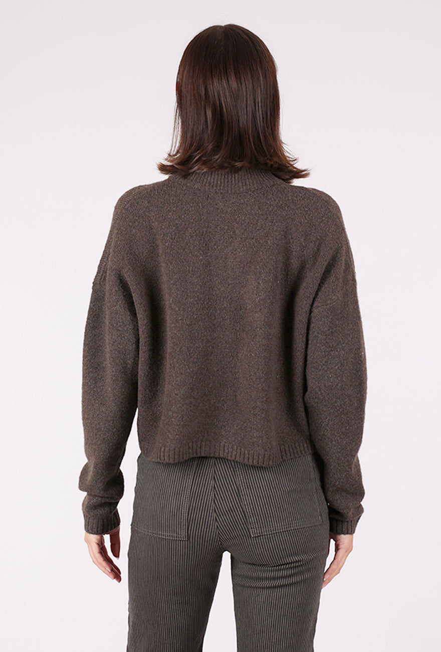 Grade & Gather High Collar Cardie, Dark Brown