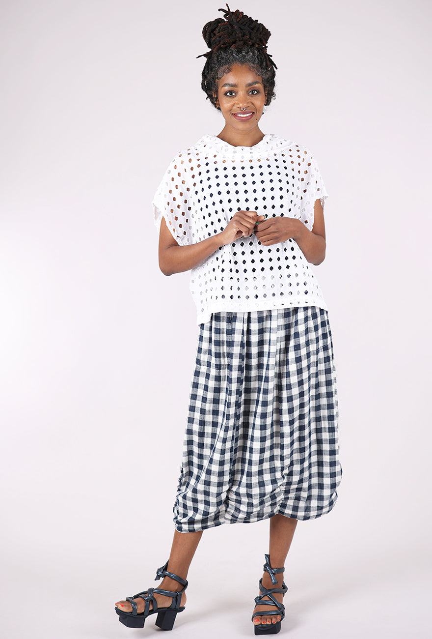 Fenini Eyelet Cowl Top, White
