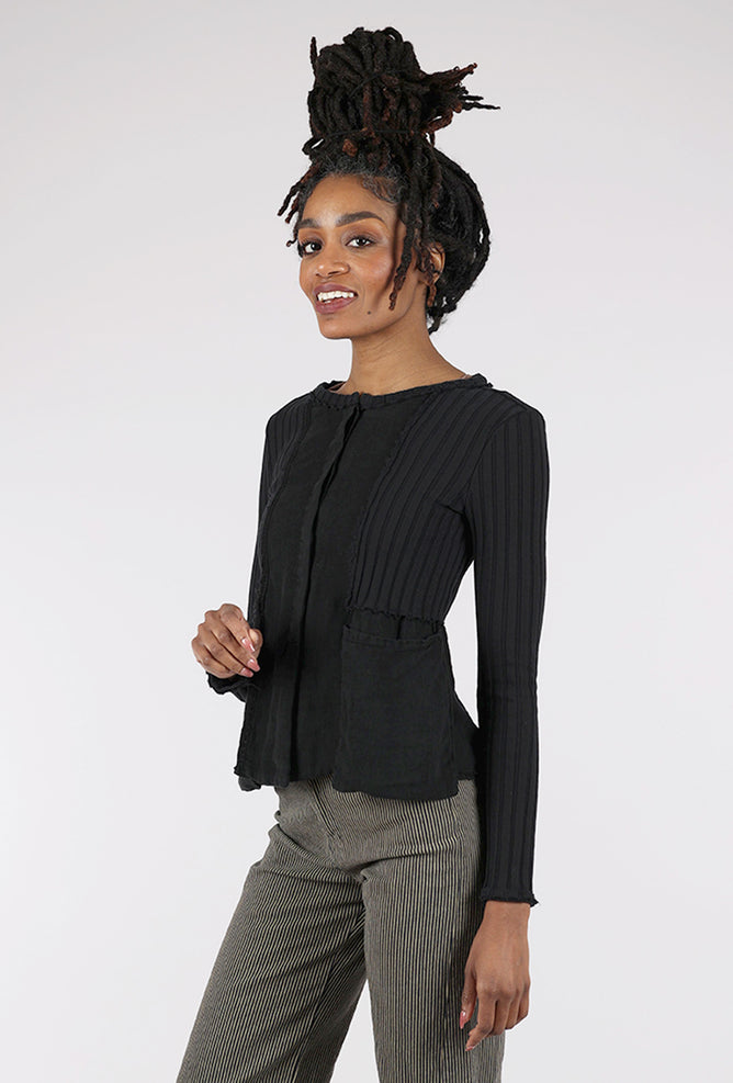 Kedziorek Mixed Media Shrunken Jacket, Black