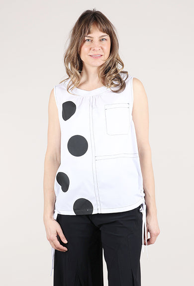 Vanite Couture Half Dotty Top, White/BLack