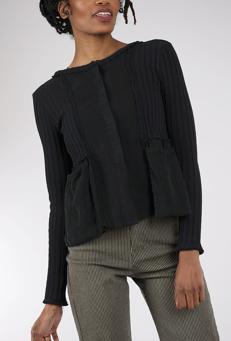 Kedziorek Mixed Media Shrunken Jacket, Black