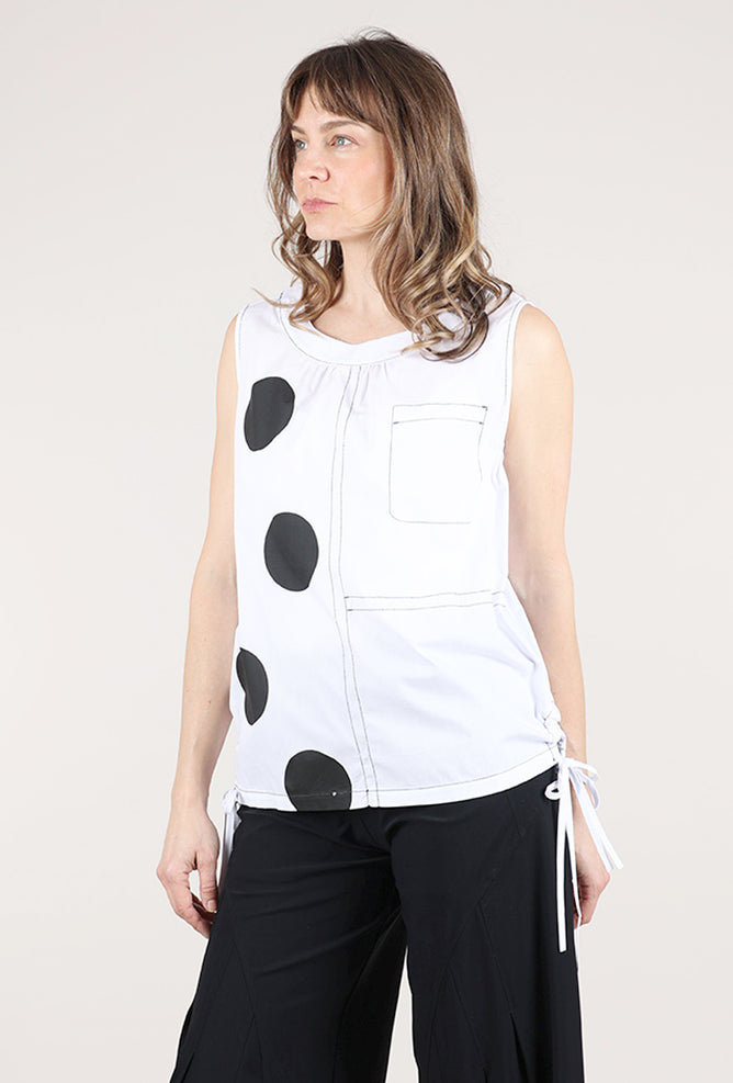 Vanite Couture Half Dotty Top, White/BLack