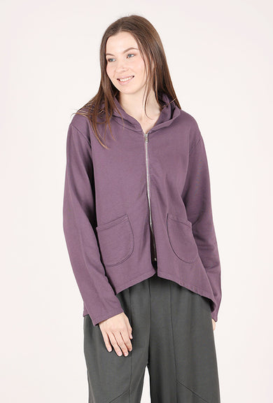 Saga High-Low Double Zip Hoodie, Amethyst