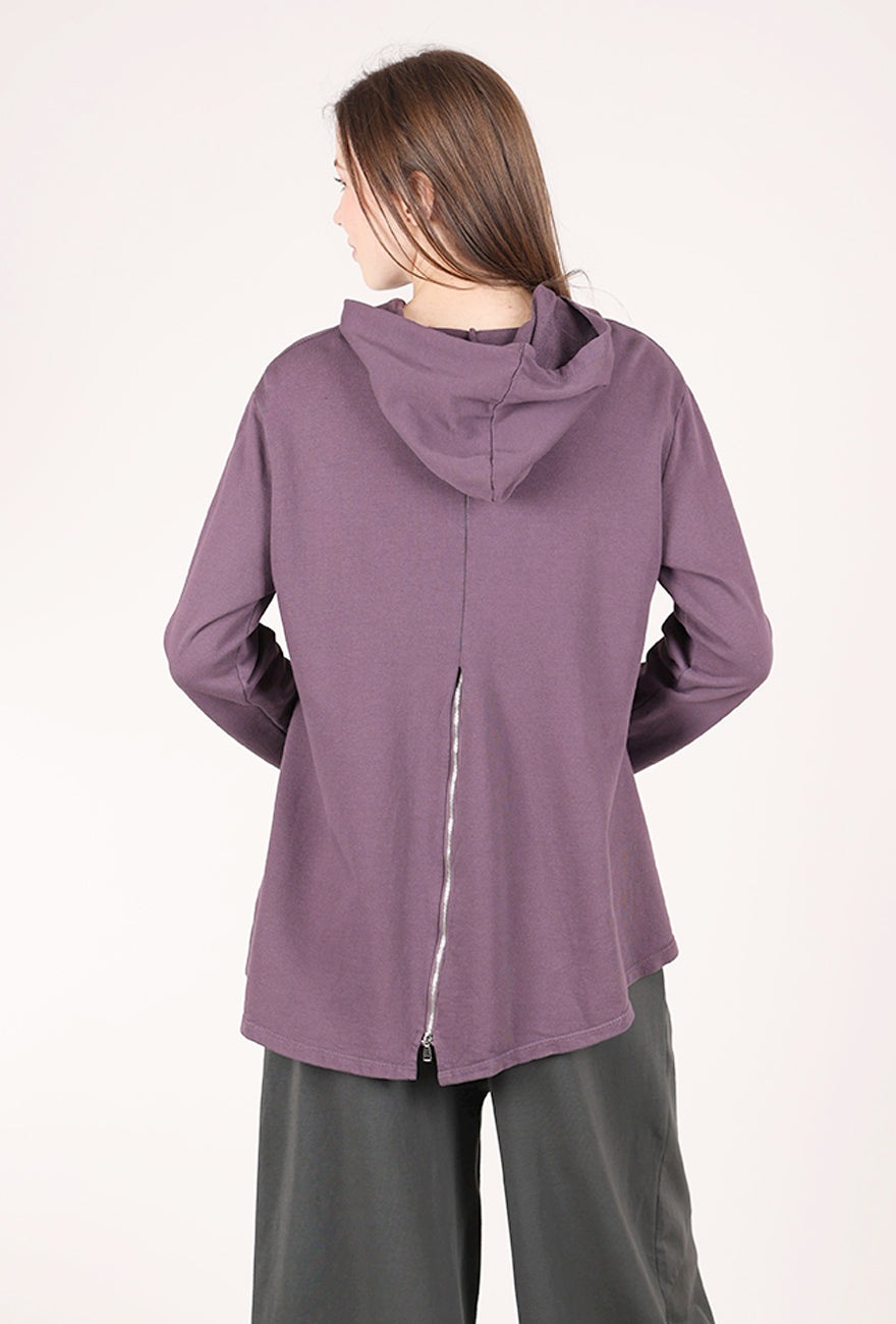 Saga High-Low Double Zip Hoodie, Amethyst