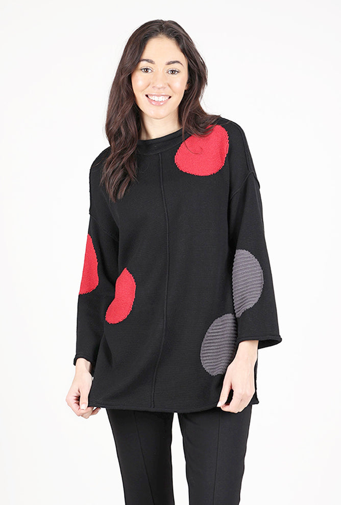 Olivia Statement Circle Back Tunic, Black
