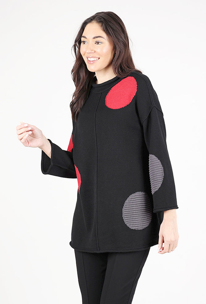 Olivia Statement Circle Back Tunic, Black