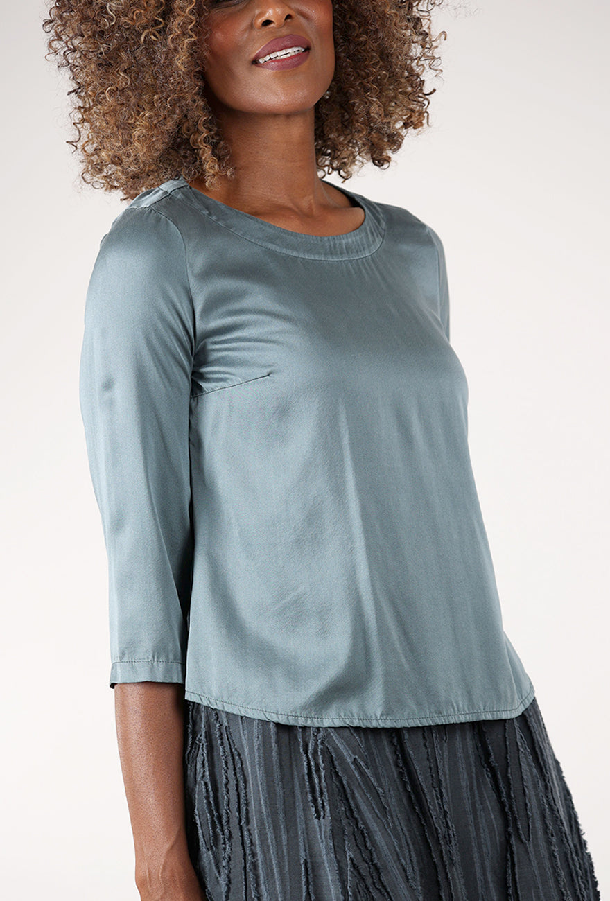 Sleek Silk Blouse, Glacier