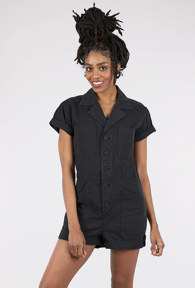 Pistola Parker Short-Sleeve Romper, Black