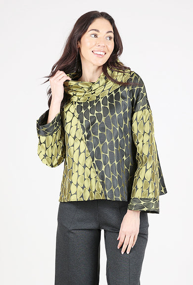 Olivia by Habitat Night Out Jacquard Crescent Cowl Topper, Moss