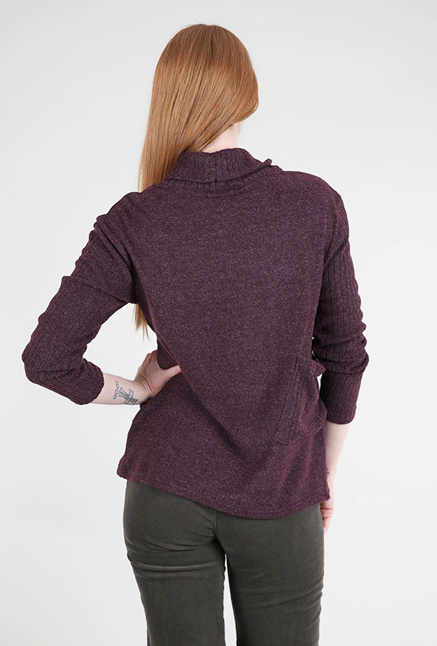 Trisha Tyler Crossover Hem Brushed Top, Plum