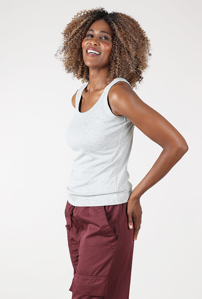 By Basics Organic Cotton Tank, Melange Gray