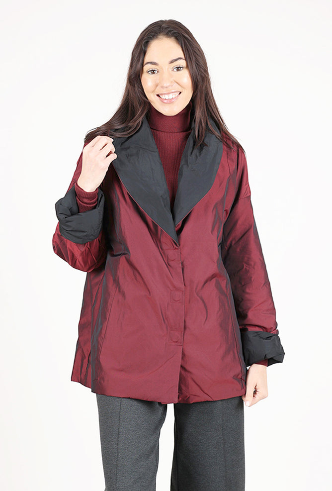 Olivia Two-Tone Taffeta Metropolitan Topper, Chili/Black