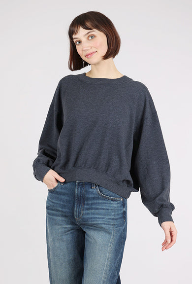 Mododoc Seamed Cropped Sweatshirt, Heather Navy
